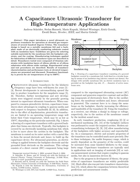 (PDF) A capacitance ultrasonic transducer for high temperature applications