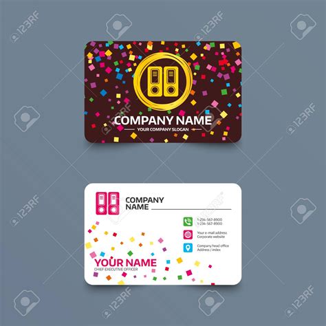 Business Card Template With Confetti Pieces. Document Folder inside ...