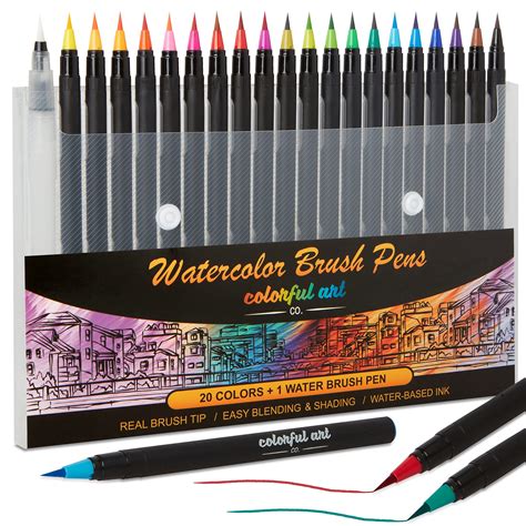 Colorful Art Co. Art Pens - 20 Piece Watercolour Pen Set w/ Premium ...