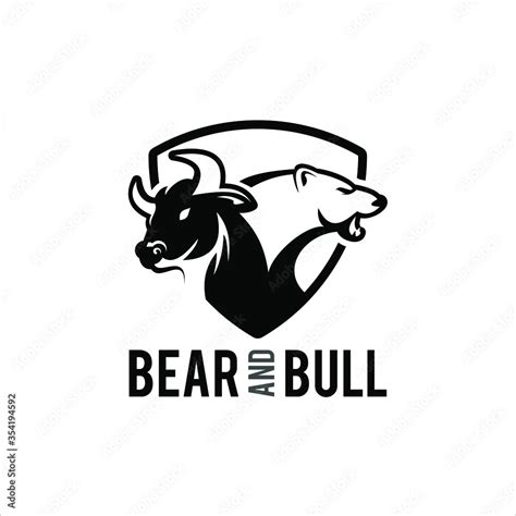 forex trading logo bear and bull vector, animal and business finance modern design template ...