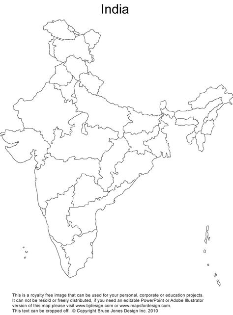 India Map Outline with States and Capitals