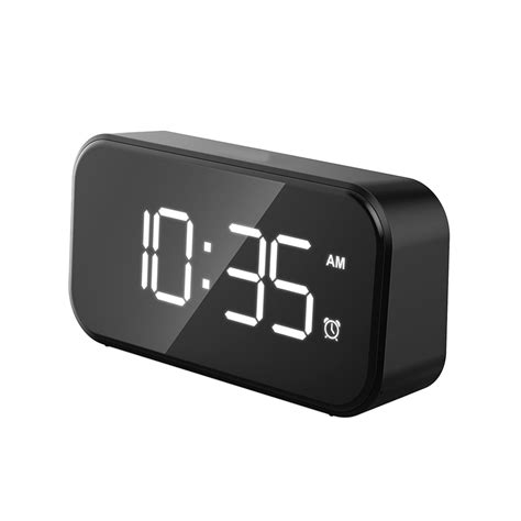 LED Digital Alarm Clock Mirrored Snooze Time Calendar with Adjustable Lighting Modern Electric ...