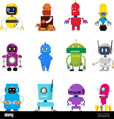 Cartoon robot characters. Energy robots, science robotics for kids ...