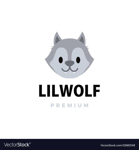 Cute little wolf cartoon logo icon Royalty Free Vector Image