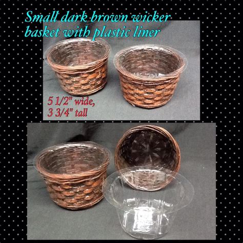 Small dark brown wicker basket with plastic liner (2pcs) - CraftEZOnline | Arts And Crafts Store