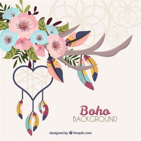 Premium Vector | Boho style background with flat design | Bohemian ...