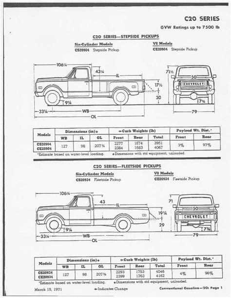 Silverado 1500 Chevy Truck Bed Dimensions Chart