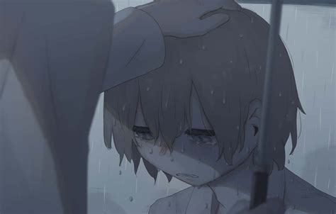 Download Crying Sad Boy With Umbrella Wallpaper | Wallpapers.com