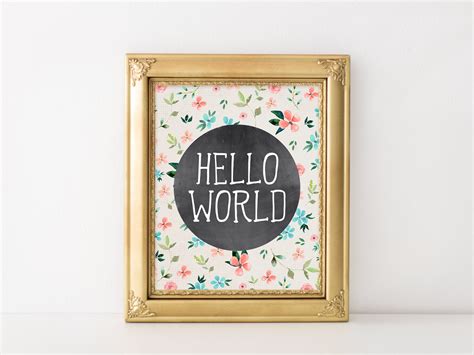 Hello World Art Print PRINTABLE Wall Art by PaperCanoePrintables