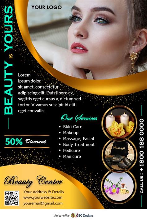 Golden Beauty Salon Flyer Template | GEC Designs | Beauty salon posters, Beauty salon, Beauty ...