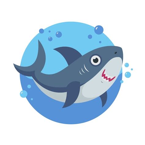 Tiburón bebé en concepto de estilo de dibujos animados | Vector Premium