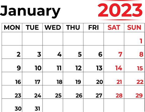 calendário mensal de janeiro de 2023 com visual bem clean, semana ...