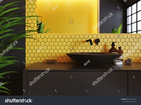 Interior Modern Bathroom Yellow Mosaic On Stock Illustration 1839412093 | Shutterstock