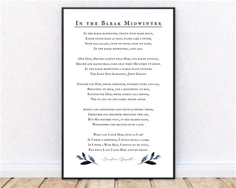 In the Bleak Midwinter Full Poem Christina Rossetti 1872 Christmas Carol Unframed Print - Etsy