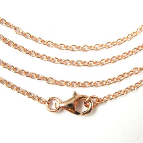 Rose Gold Necklace, Gold Plated Vermeil Sterling Silver Necklace Chain - Long Necklace- 2mm ...