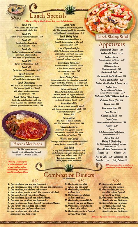 Rico's | Mexican Restaurant menu in Midlothian, Virginia