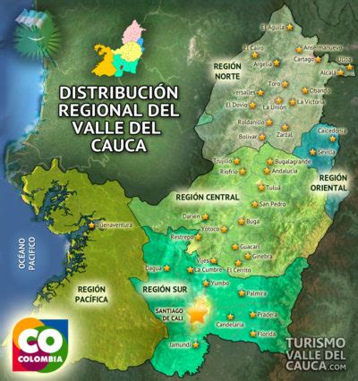 mapa distribucion regional valle del cauca » Turismo Valle del Cauca