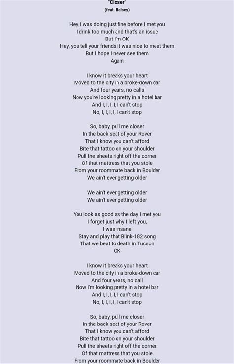 Closer by Chainsmokers Lyrics