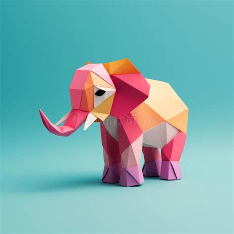 Playful Origami Elephant: Minimalist Graphic Design Art Stock Illustration - Illustration of ...