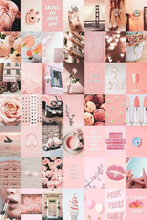 Pink Collage Kit 80 pcs Peach Aesthetic Wall Collage. Etsy. Pink iphone ...