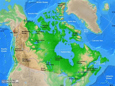 Canada Physical Map - A Learning Family