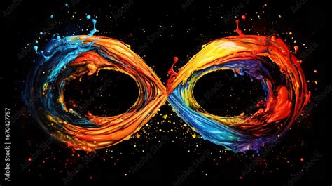 Infinity symbol colorful on black splash art Stock Photo | Adobe Stock