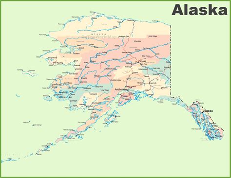 Printable Map Of Alaska With Cities And Towns