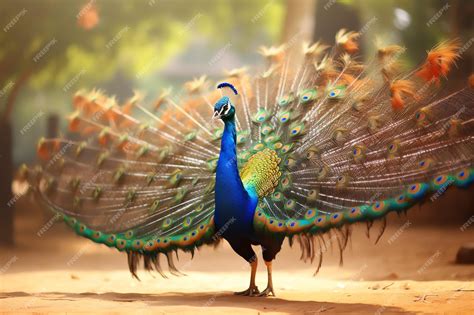 Premium AI Image | Dancing Peacock india symbol with copy space