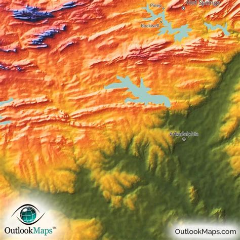 Colorful Map of Arkansas | 3D Physical Topography