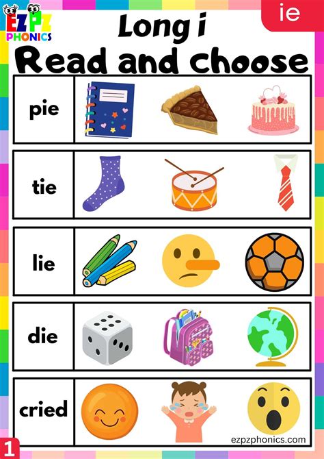 IE Words Read And Choose Long I Phonics Worksheet - ezpzphonics.com