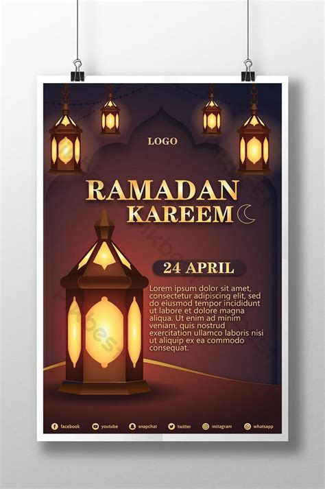 Islamic Ramadan Festival green poster design template | PSD Free ...