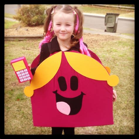 Little Miss Chatterbox costume made by me! Mobile phone was a box ...