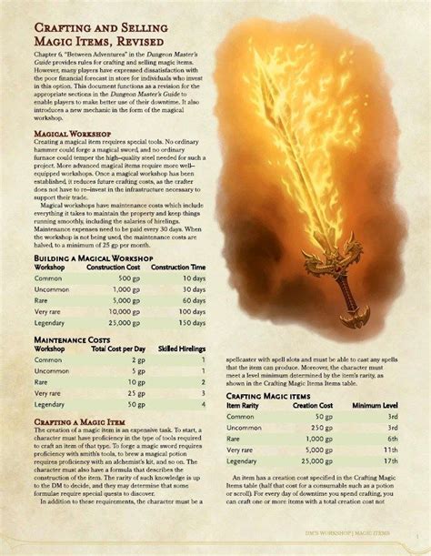 Crafting and Selling Magic Items, Revised – Dungeon Master's Workshop ...