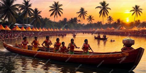 Premium AI Image | Onam South Indian Festival Boat race Vallamkali Kerala