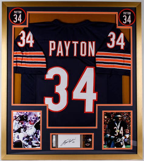 Walter Payton Signed 32x36 Custom Framed Cut Display with Super Bowl XX ...