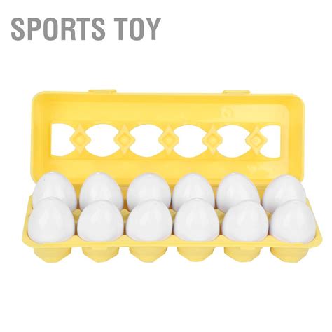 Sports Toy 12 ชิ้นจับคู่ไข่ชุดของเล่นเด็กการศึกษาสีรูปร่างการรับรู้ของเล่น (ประเภทผักผลไม้ ...