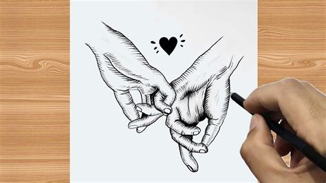 how to draw two hands holding each other | holding hands pencil sketch drawing | Romantic ...