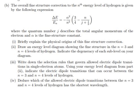 Solved (b) The overall fine structure correction to the nth | Chegg.com