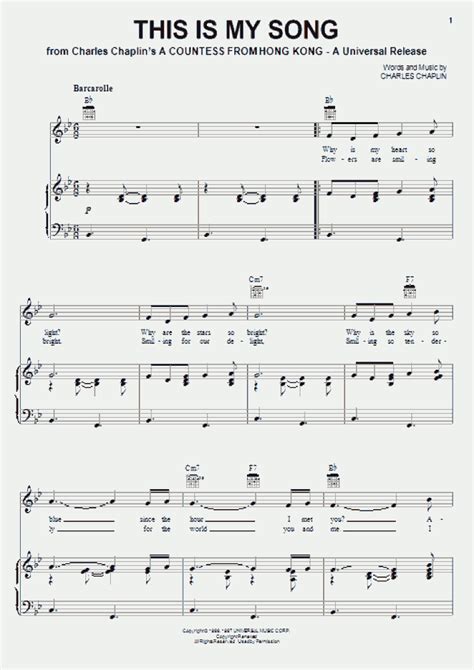 This Is My Song Piano Sheet Music | OnlinePianist