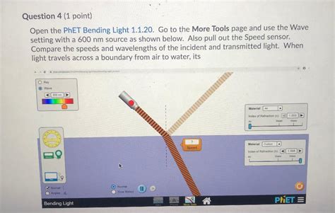 Solved Question 4 (1 point) Open the PhET Bending Light | Chegg.com