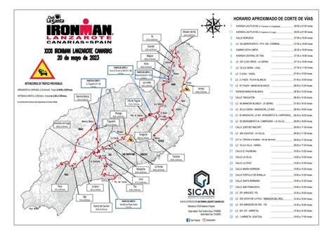 Lanzarote Ironman road closures map