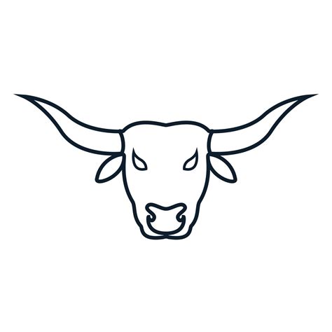 head of cow or bull or bison or buffalo line art outline simple logo ...