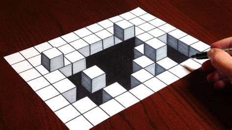 How to Draw 3D Cubes Hole - Optical Illusion Drawing - YouTube