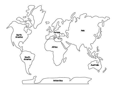 Montessori World Map and Continents | World map coloring page, Coloring pages, World map outline