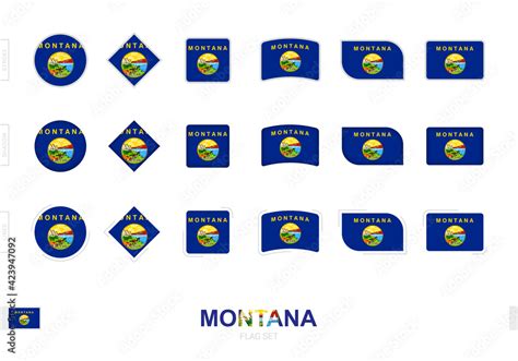 Montana flag set, simple flags of Montana with three different effects ...