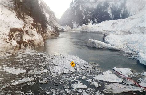 The Richardson Highway runs through the Keystone Canyon in the aftermath of a January 24 ...