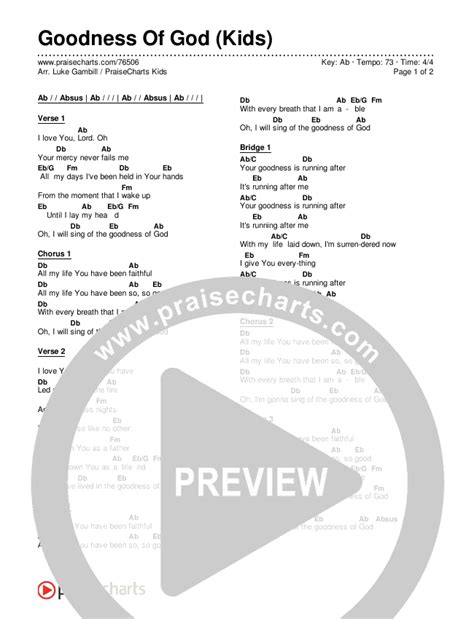 Goodness Of God Lyrics Printable