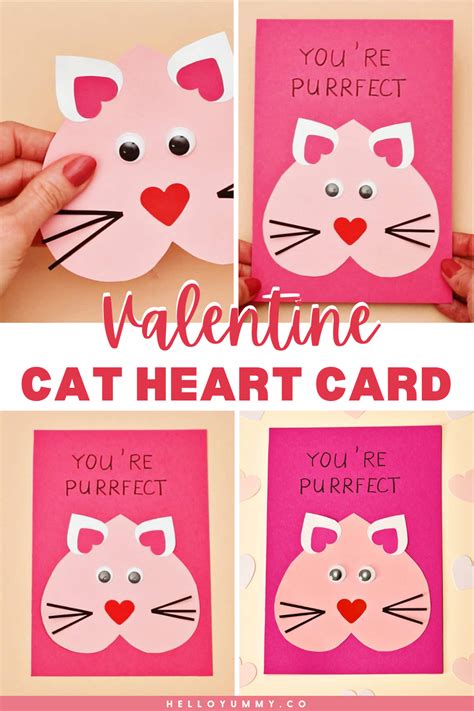 Diy valentine cat card with free printable – Artofit