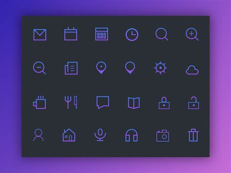 Icons Set - Dark theme - Gradient Icons | Icon set, Icon, Gradient