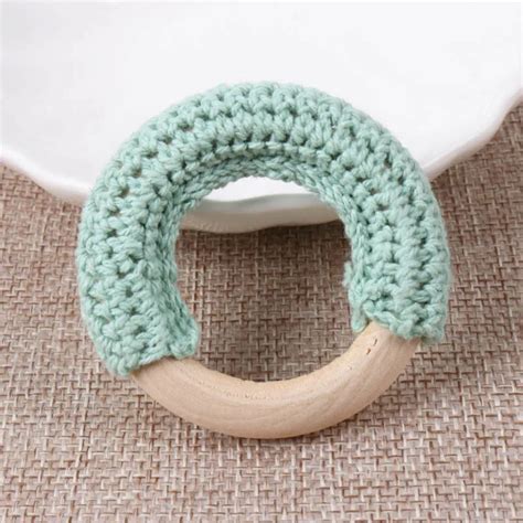 Crochet Large Wooden Ring 1.96 inch diameter 50mm Great Beads for Jewelry Teethers Rings Toss ...